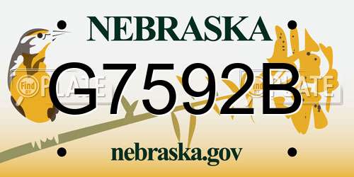 G7592B Nebraska License Plate