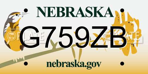 G759ZB Nebraska License Plate