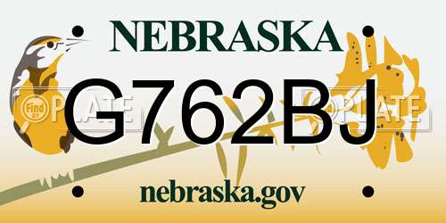 G762BJ Nebraska License Plate