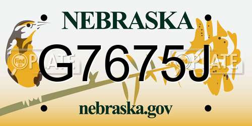 G7675J Nebraska License Plate