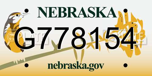 G778154 Nebraska License Plate