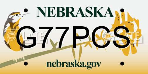 G77PCS Nebraska License Plate