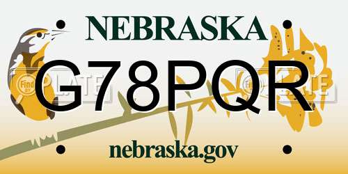 G78PQR Nebraska License Plate