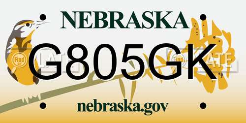 G805GK Nebraska License Plate