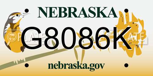 G8086K Nebraska License Plate