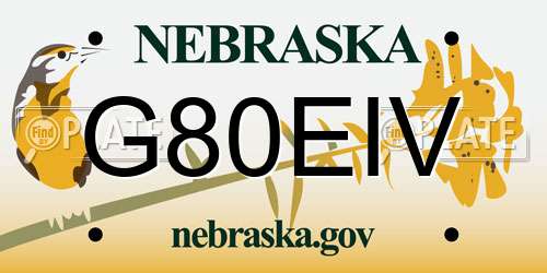 G80EIV Nebraska License Plate