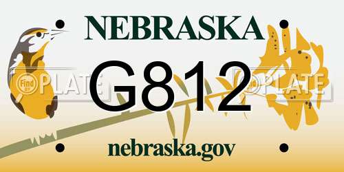 G812 Nebraska License Plate