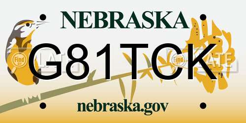 G81TCK Nebraska License Plate