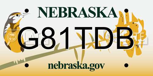 G81TDB Nebraska License Plate