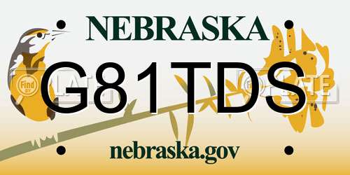 G81TDS Nebraska License Plate