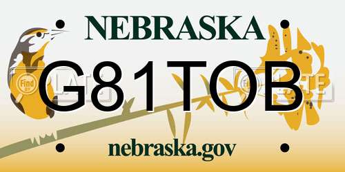 G81TOB Nebraska License Plate