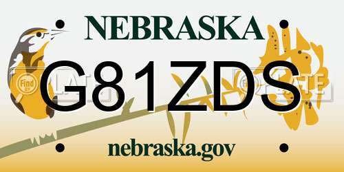 G81ZDS Nebraska License Plate