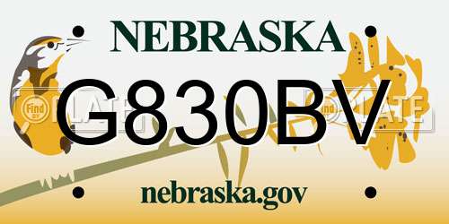 G830BV Nebraska License Plate
