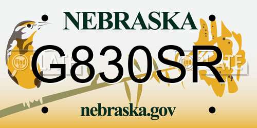 G830SR Nebraska License Plate