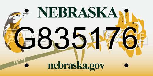 G835176 Nebraska License Plate