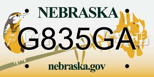 G835GA Nebraska License Plate