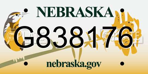 G838176 Nebraska License Plate