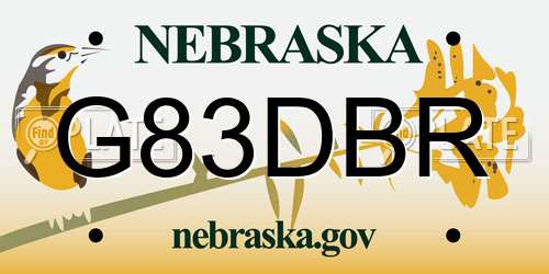 G83DBR Nebraska License Plate