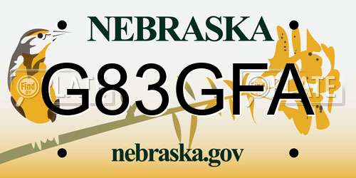 G83GFA Nebraska License Plate