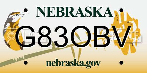 G83OBV Nebraska License Plate