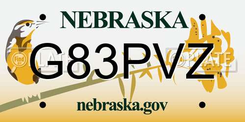 G83PVZ Nebraska License Plate