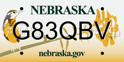 G83QBV Nebraska License Plate