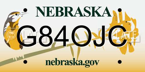 G84OJC Nebraska License Plate
