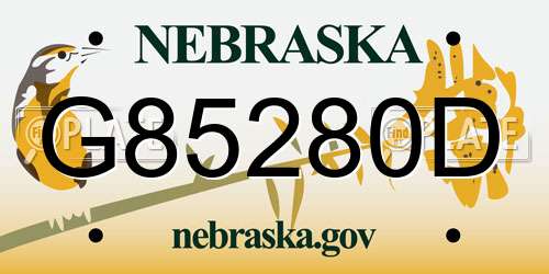 G85280D Nebraska License Plate