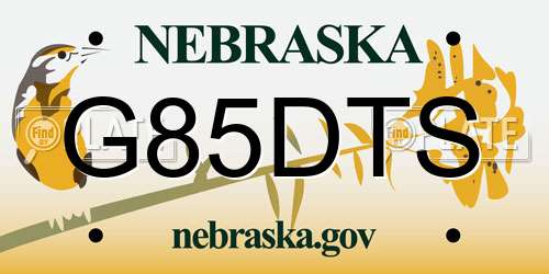 G85DTS Nebraska License Plate