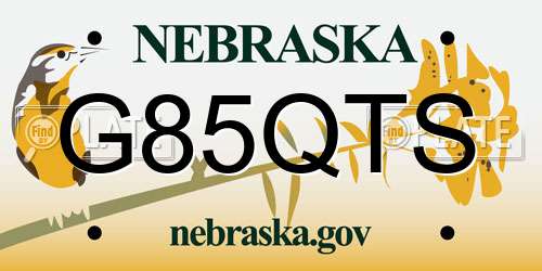 G85QTS Nebraska License Plate