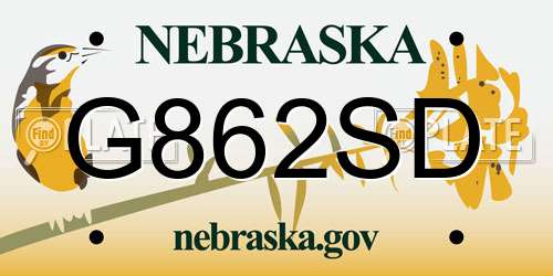 G862SD Nebraska License Plate