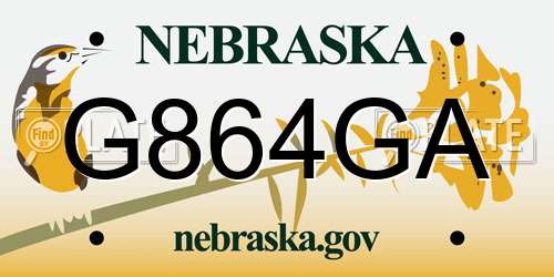 G864GA Nebraska License Plate