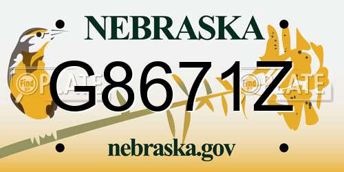 G8671Z Nebraska License Plate