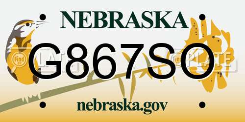 G867SO Nebraska License Plate