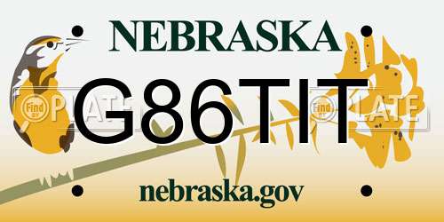 G86TIT Nebraska License Plate