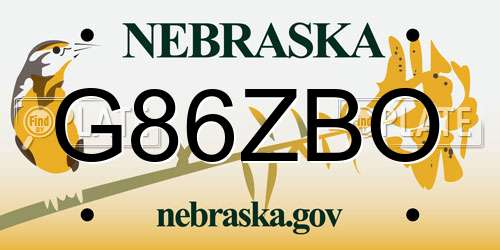G86ZBO Nebraska License Plate