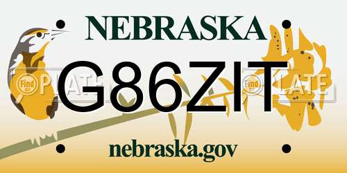 G86ZIT Nebraska License Plate