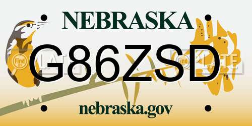 G86ZSD Nebraska License Plate
