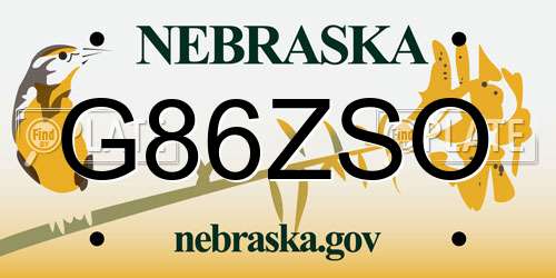 G86ZSO Nebraska License Plate