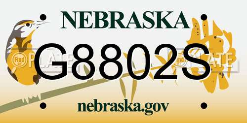 G8802S Nebraska License Plate