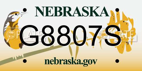 G8807S Nebraska License Plate