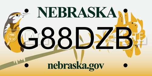 G88DZB Nebraska License Plate