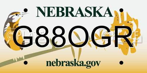 G88OGR Nebraska License Plate