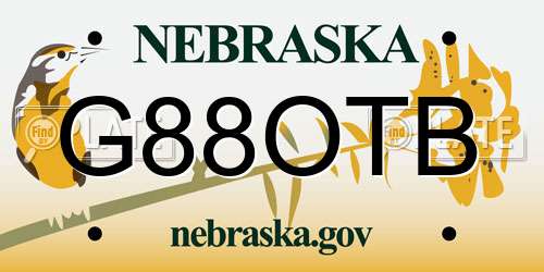 G88OTB Nebraska License Plate