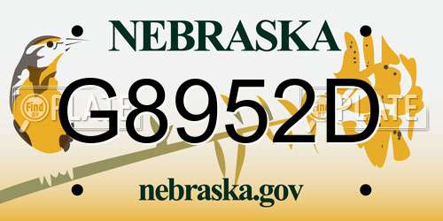 G8952D Nebraska License Plate