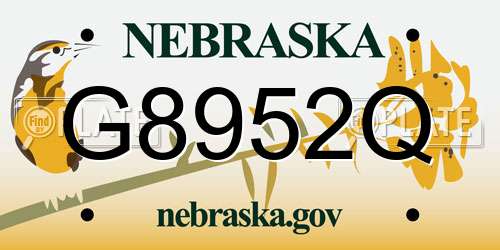 G8952Q Nebraska License Plate