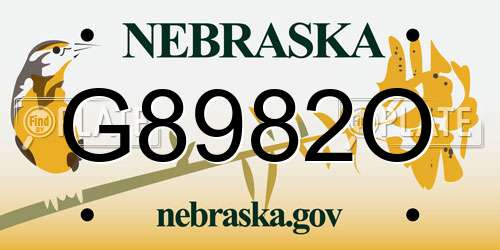 G8982O Nebraska License Plate