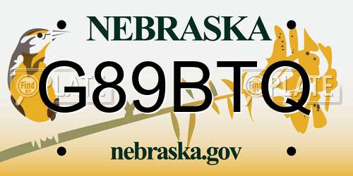 G89BTQ Nebraska License Plate