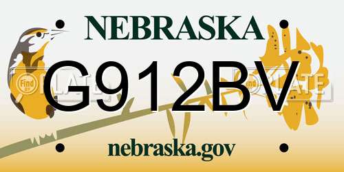 G912BV Nebraska License Plate