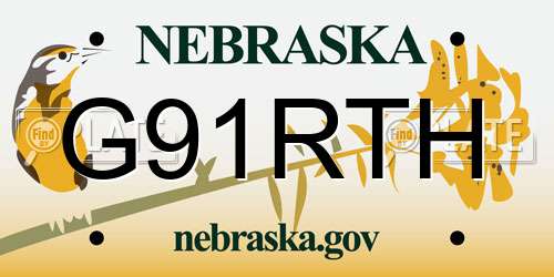 G91RTH Nebraska License Plate
